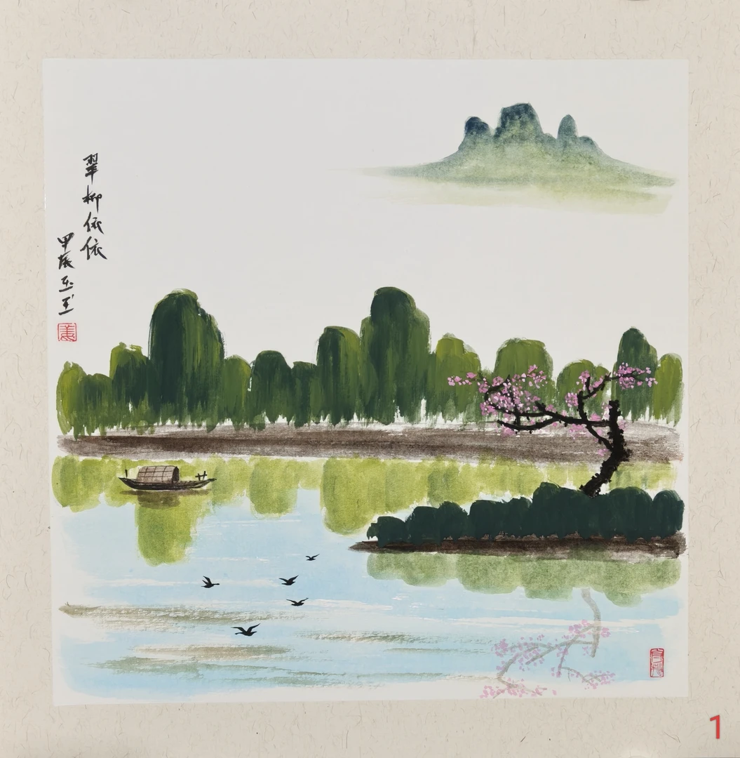 玉玊老师[江南小景]卡纸50×50 国画装饰画中堂挂画