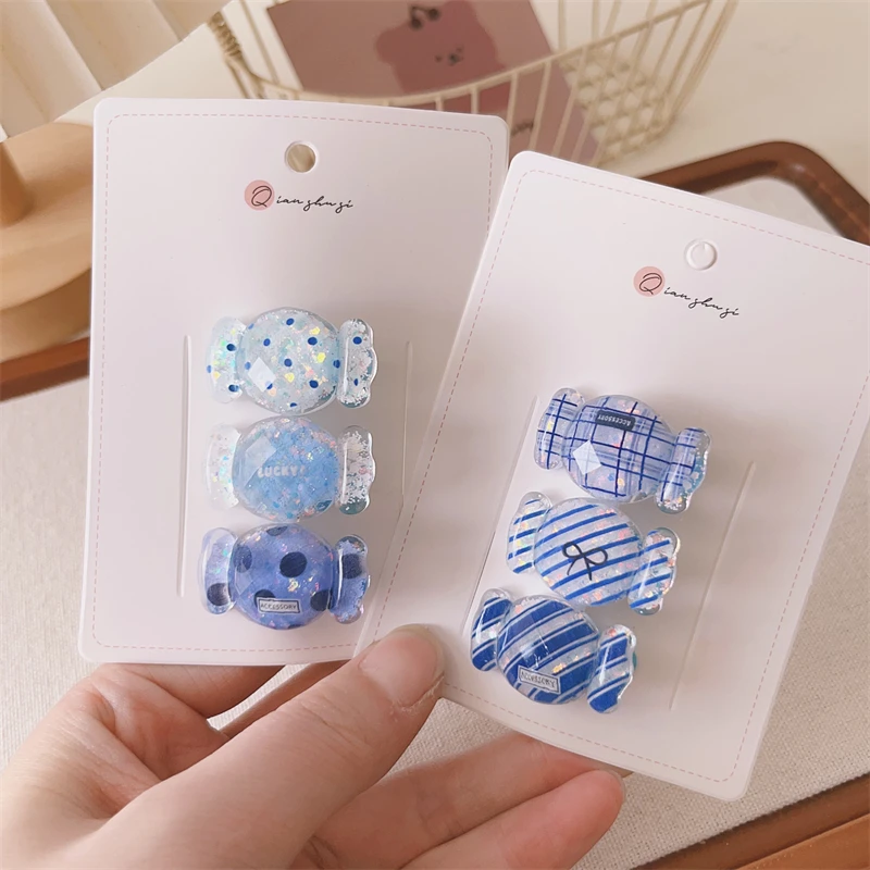 婴幼儿女宝宝小号发夹儿童糖果款夹碎发小夹子可爱蓝色刘海边夹卡