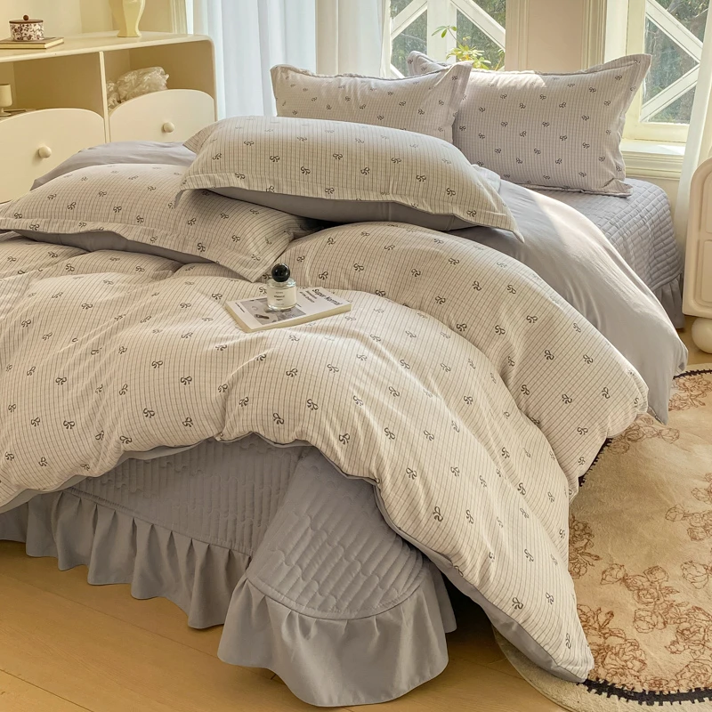 【床盖款 小碎花针织棉床盖四件套 厂家直销】四季款四件套2025新款