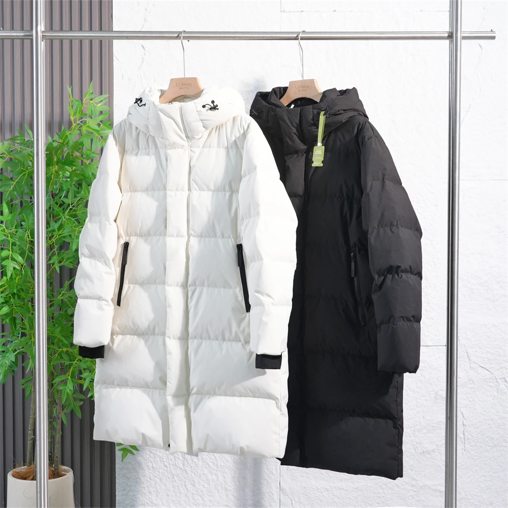 冬季长款情侣款90鸭绒外套连帽防风保暖时尚休闲男女羽绒服51051/