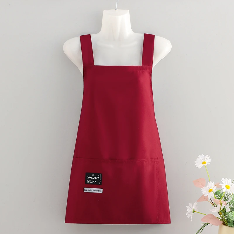 半身短款背带围裙女可爱防泼水柔软舒适围腰定制logo印字男女上班