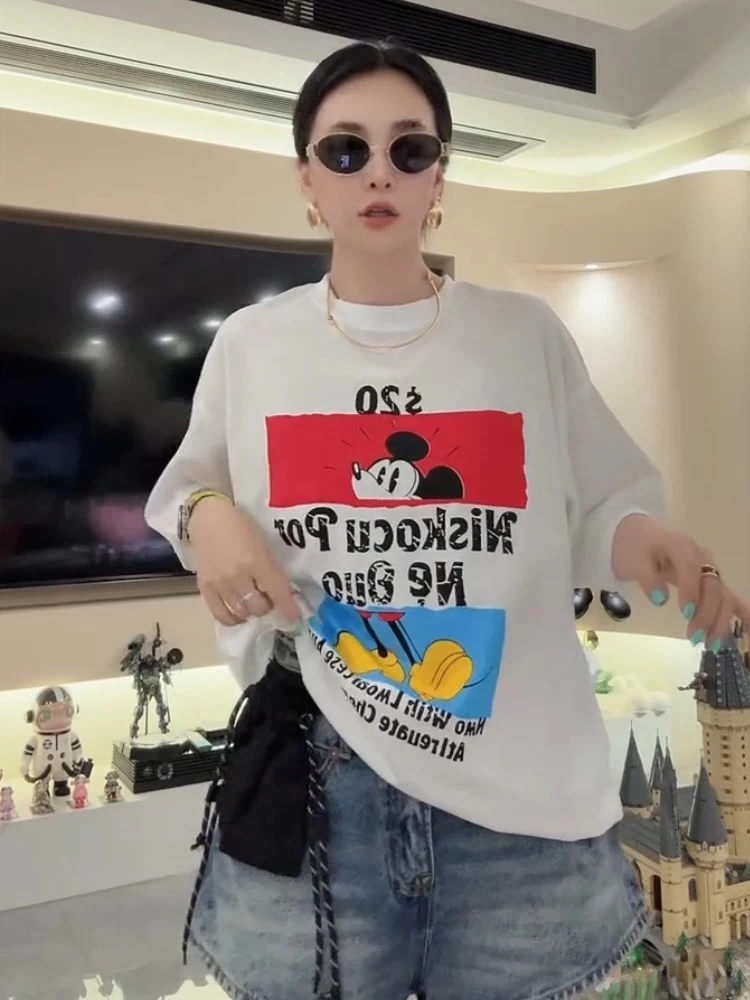 【海南肉丝】新品潮牌卡通米奇中长款大版上衣88151