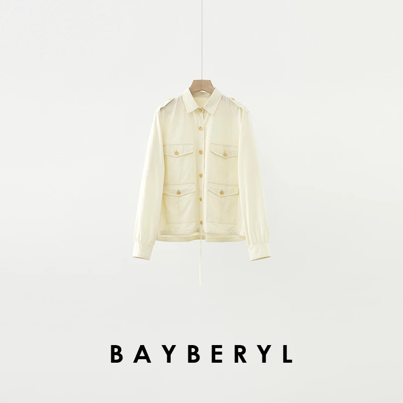 Z6-BAYBERYL老贝拉夫翻领肩章抽绳工装休闲25春薄衬衫NCY5A0615