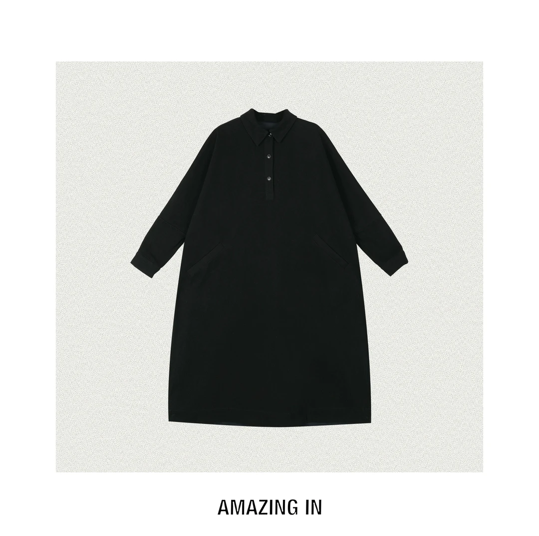 AMAZING IN | 1oo%棉 | 绒面Polo领卫衣裙 A250826-AI58CDR25282