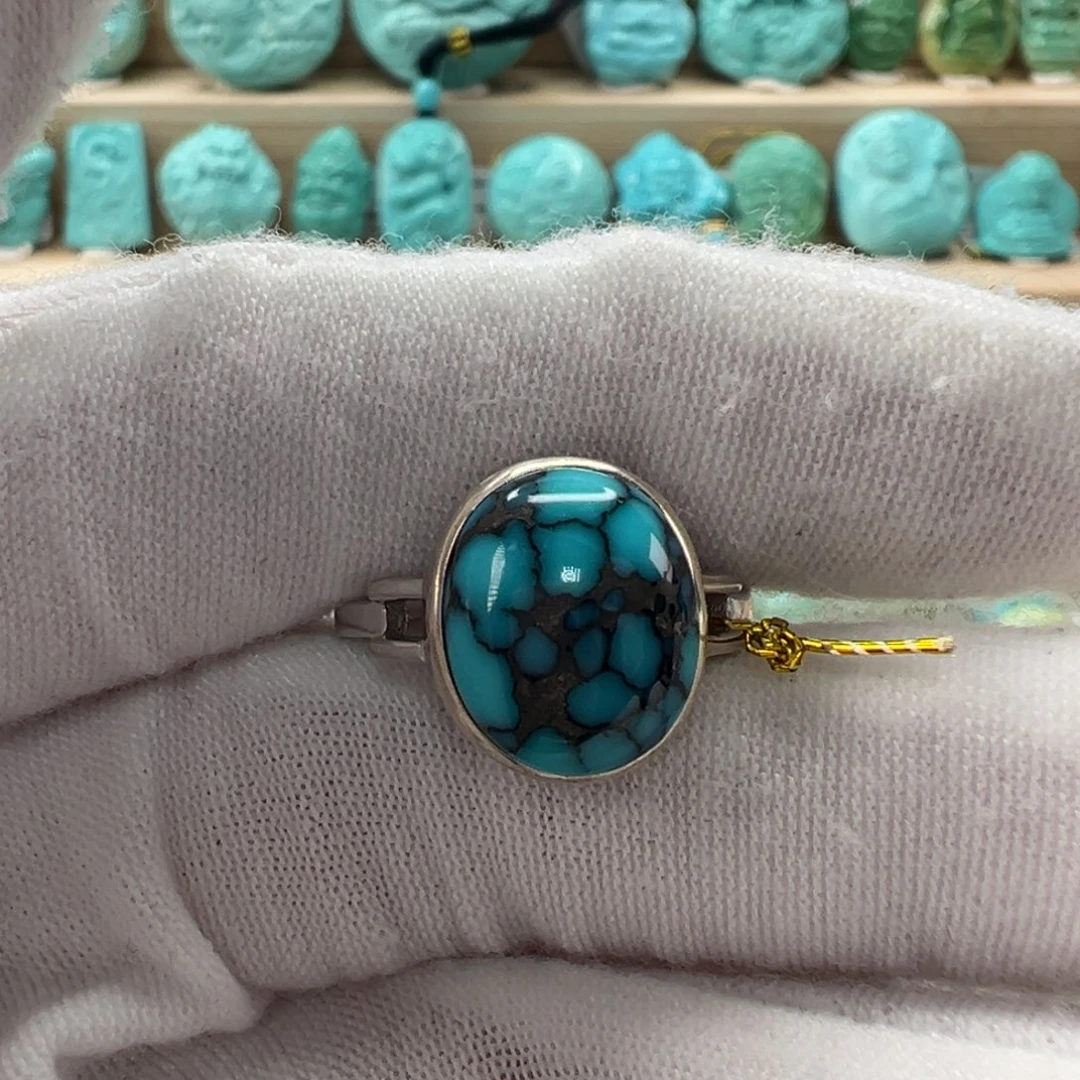 银S925镶嵌绿松石戒指