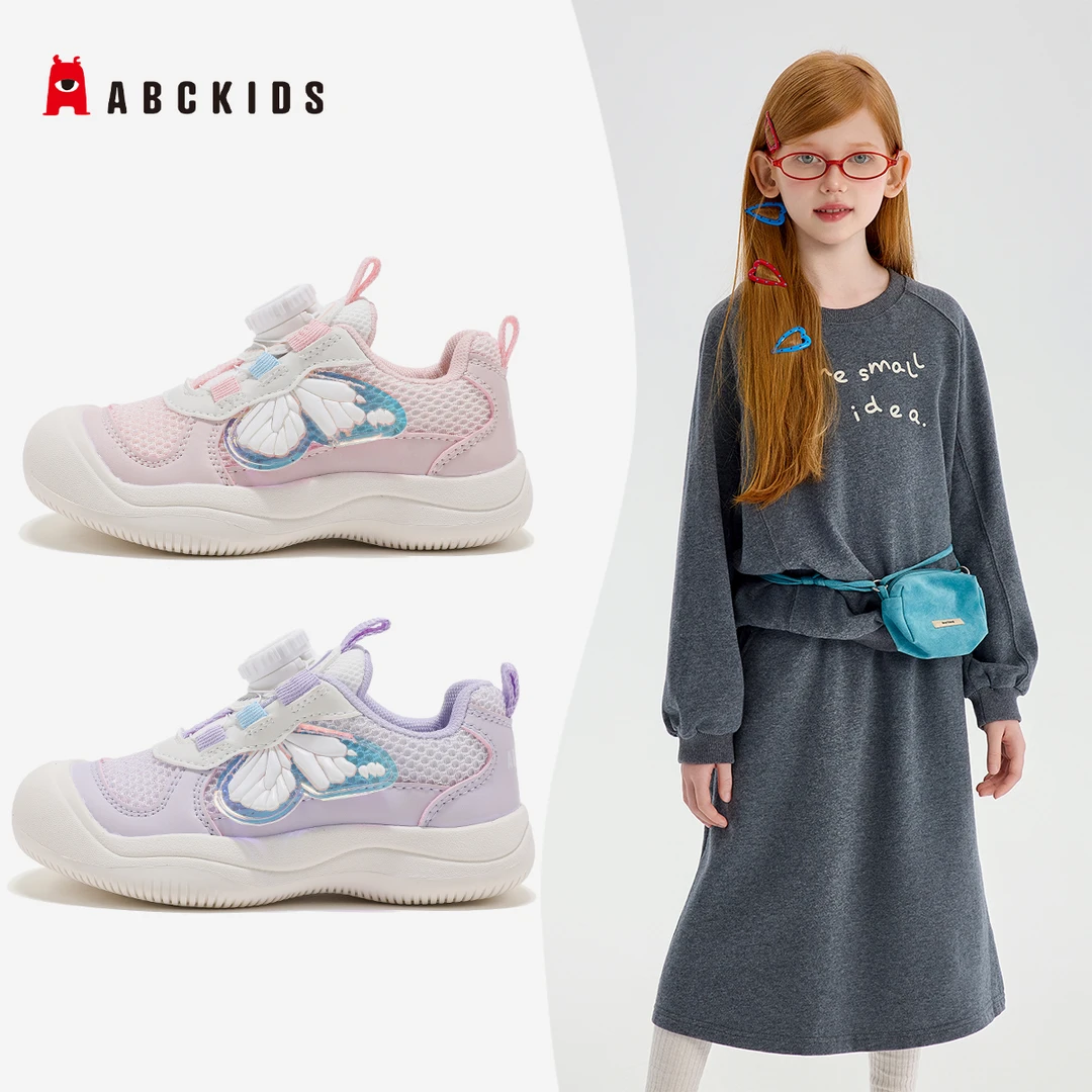 Abckids童鞋女孩运动鞋2025春新款公主风网面跑步鞋SY513603049AX