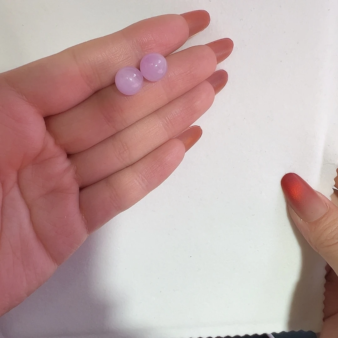 锂辉石银S925镶嵌耳钉芋泥紫紫锂辉圆珠耳钉福利款