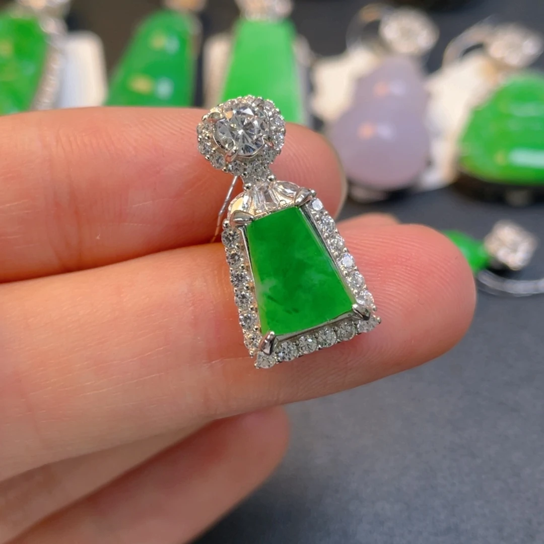 翡翠银S925镶嵌吊坠(不含链)