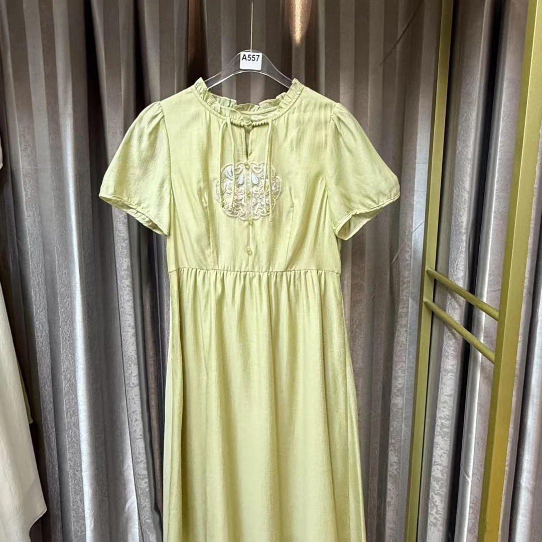 2025夏季新款气质显瘦中长款国风连衣裙女改良裙子修身