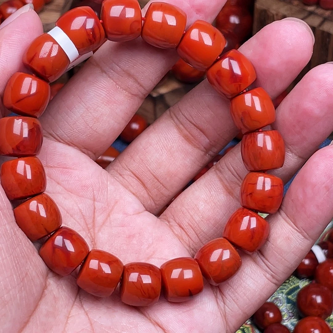佰***忌未镶嵌手链南红玛瑙南红瓦西卡12直切手串