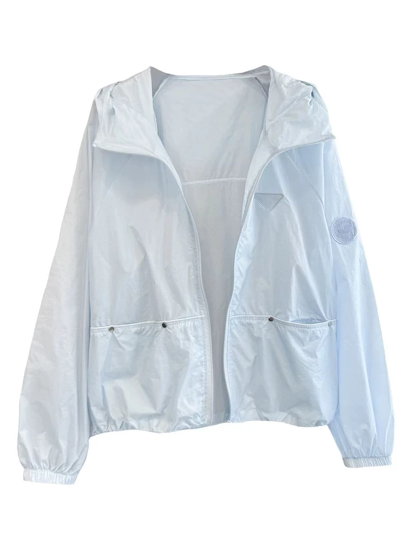 小雅姐姐  韩版纯色薄款透气百搭休闲连帽外套IU97