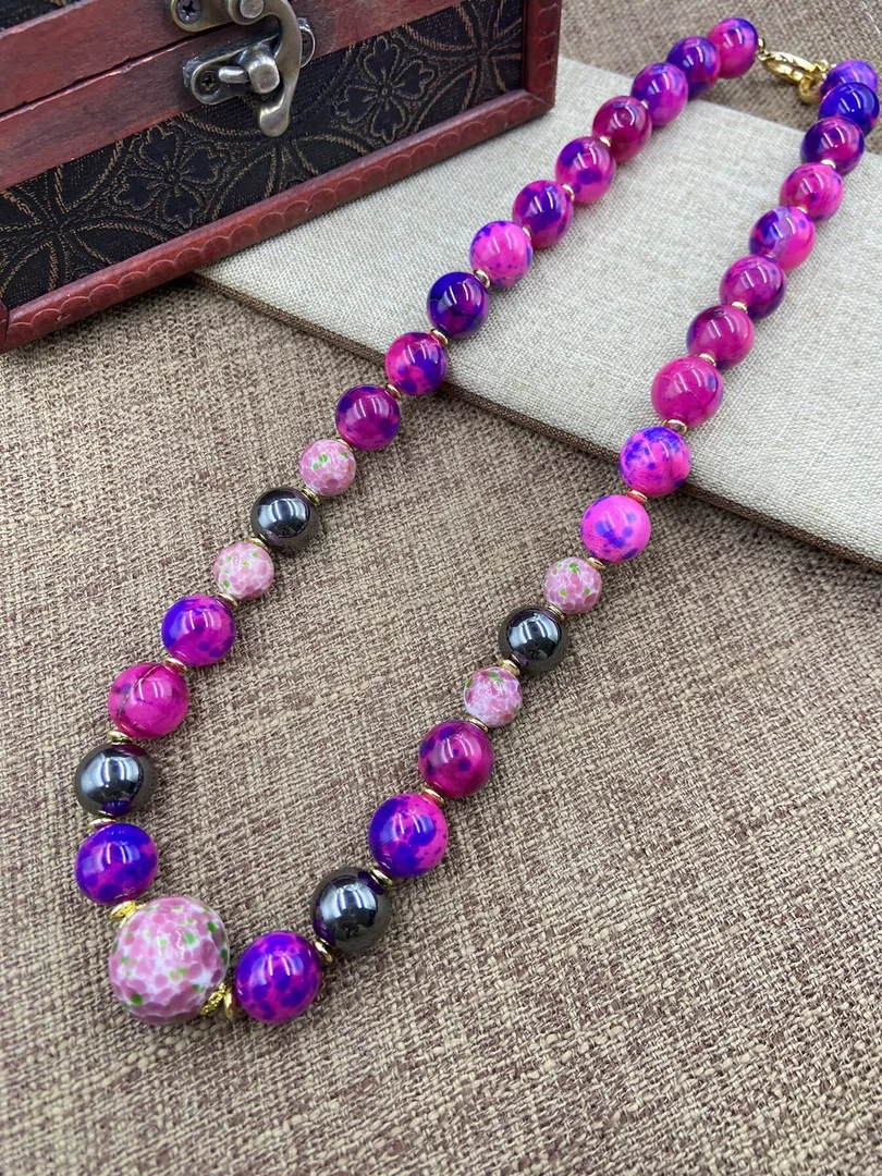 非金属珐琅项链 6298   经典紫色项链百搭气质民族风