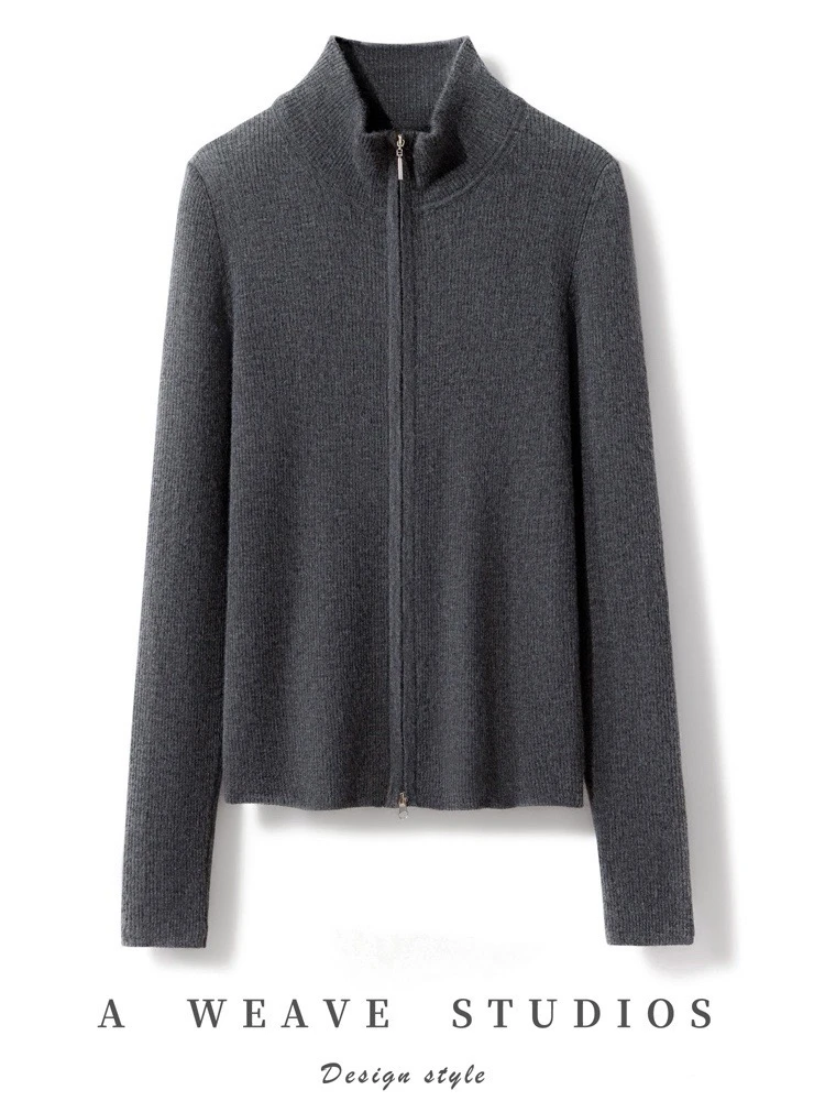 顶奢女士100%精纺山羊绒68支3股精纺山羊绒开衫YH87065