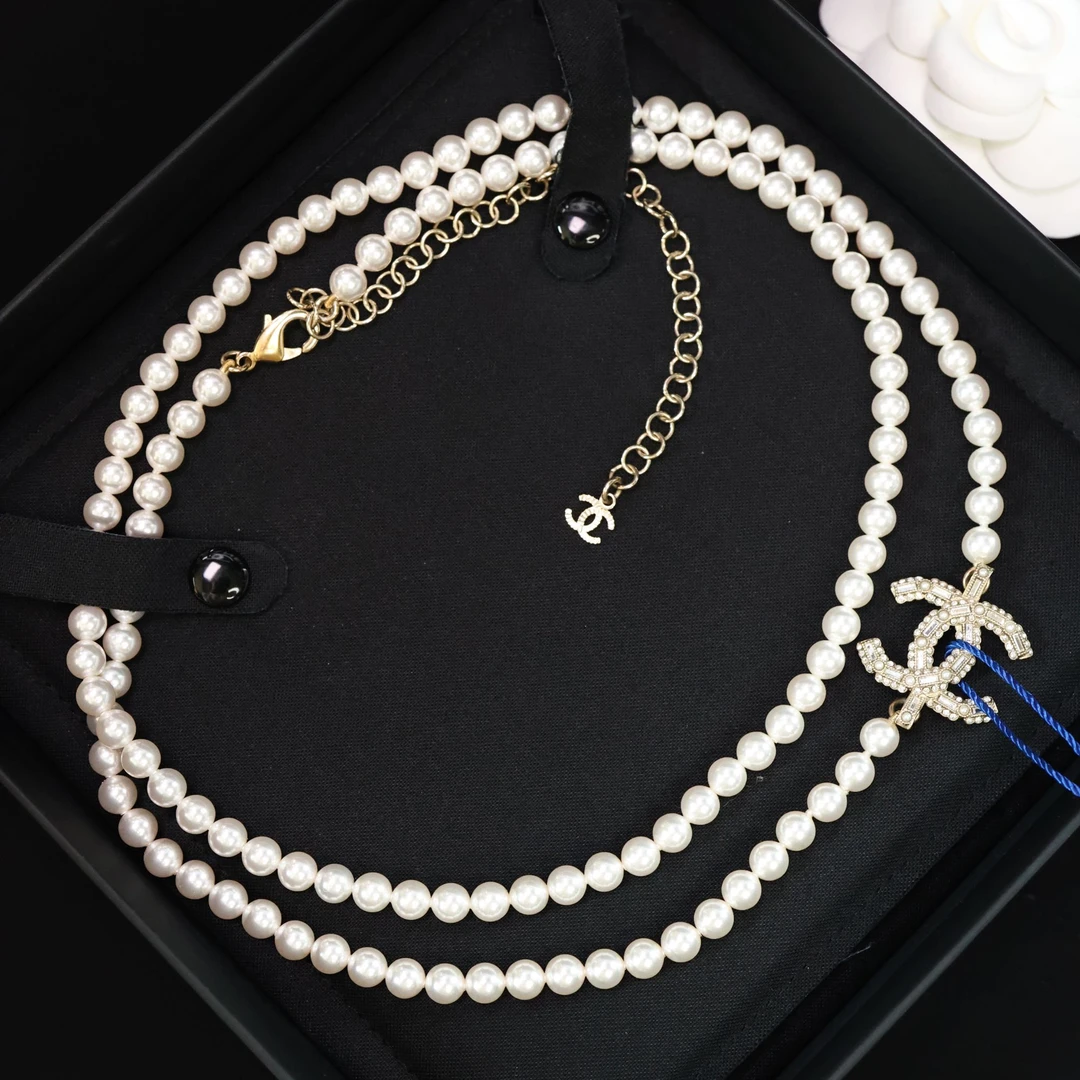 未使用 Chanel/香奈儿 方糖双C珍珠项链毛衣链 06217