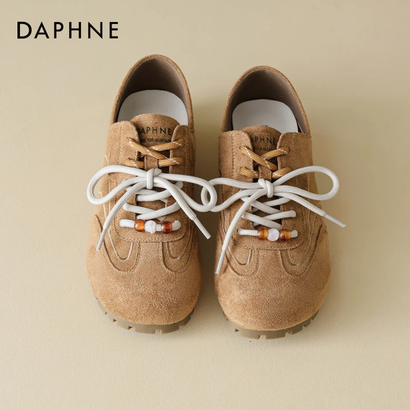 达芙妮网红爆款复古勃肯鞋秋季2025系带休闲袋鼠鞋软底德训鞋女鞋