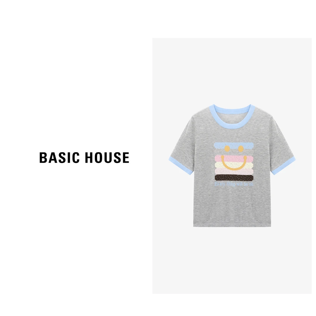 Basic House/百家好夏季休闲透气百搭时尚气质针织衫-B0625B5CWJ2