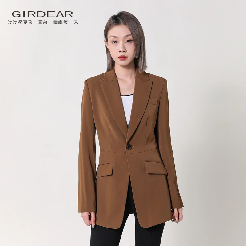 GIRDEAR哥弟 新款高级感经典黑色正装通勤修身西装外套女1400711