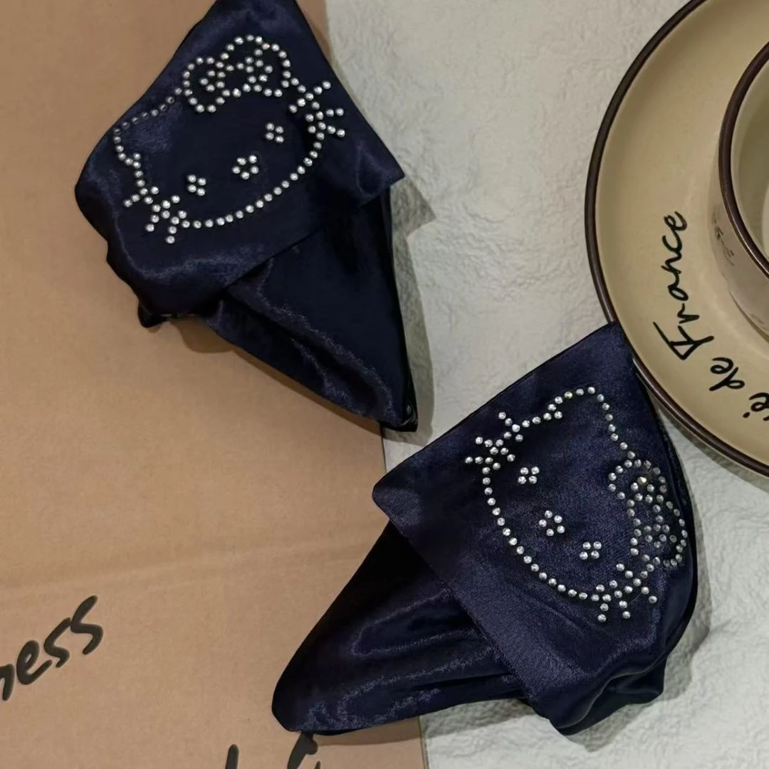 缎面Kitty猫三角夹女2025新款发夹后脑勺盘发鲨鱼夹抓夹半扎发夹