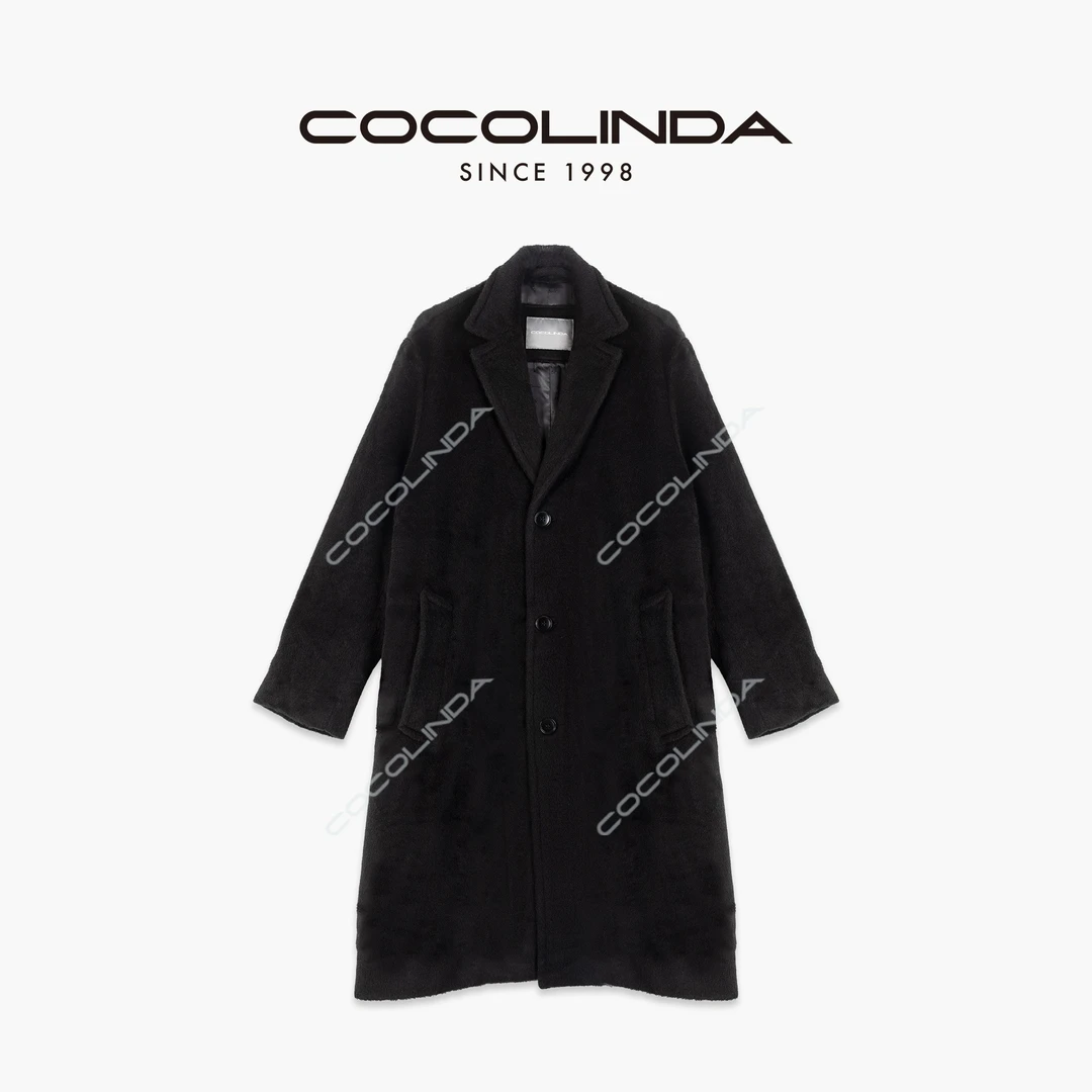 COCOLINDA | 经典翻领羊驼毛中长款长毛大衣外套 C1523