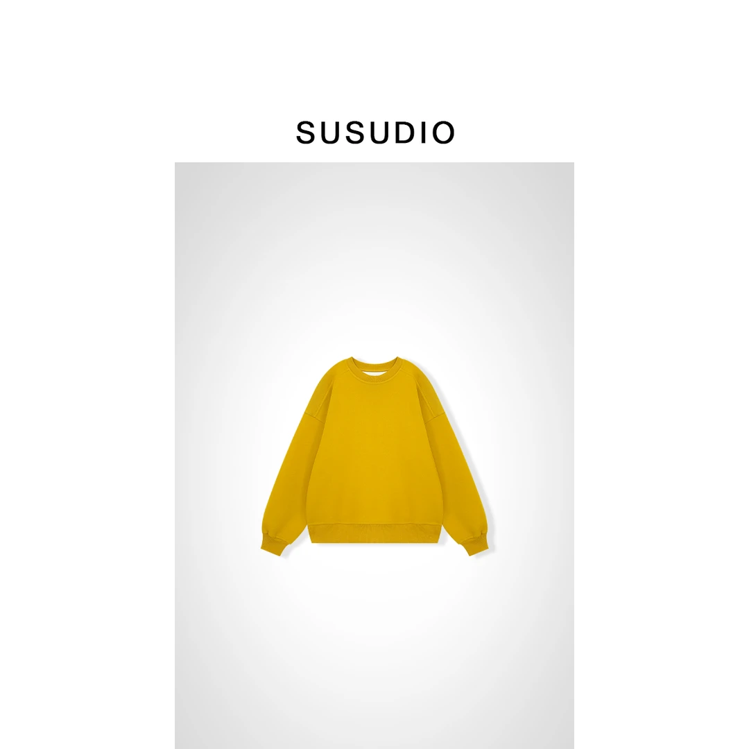 SUSUDIO① 镇店之宝 秀场款百搭休闲纯色圆领卫衣70058