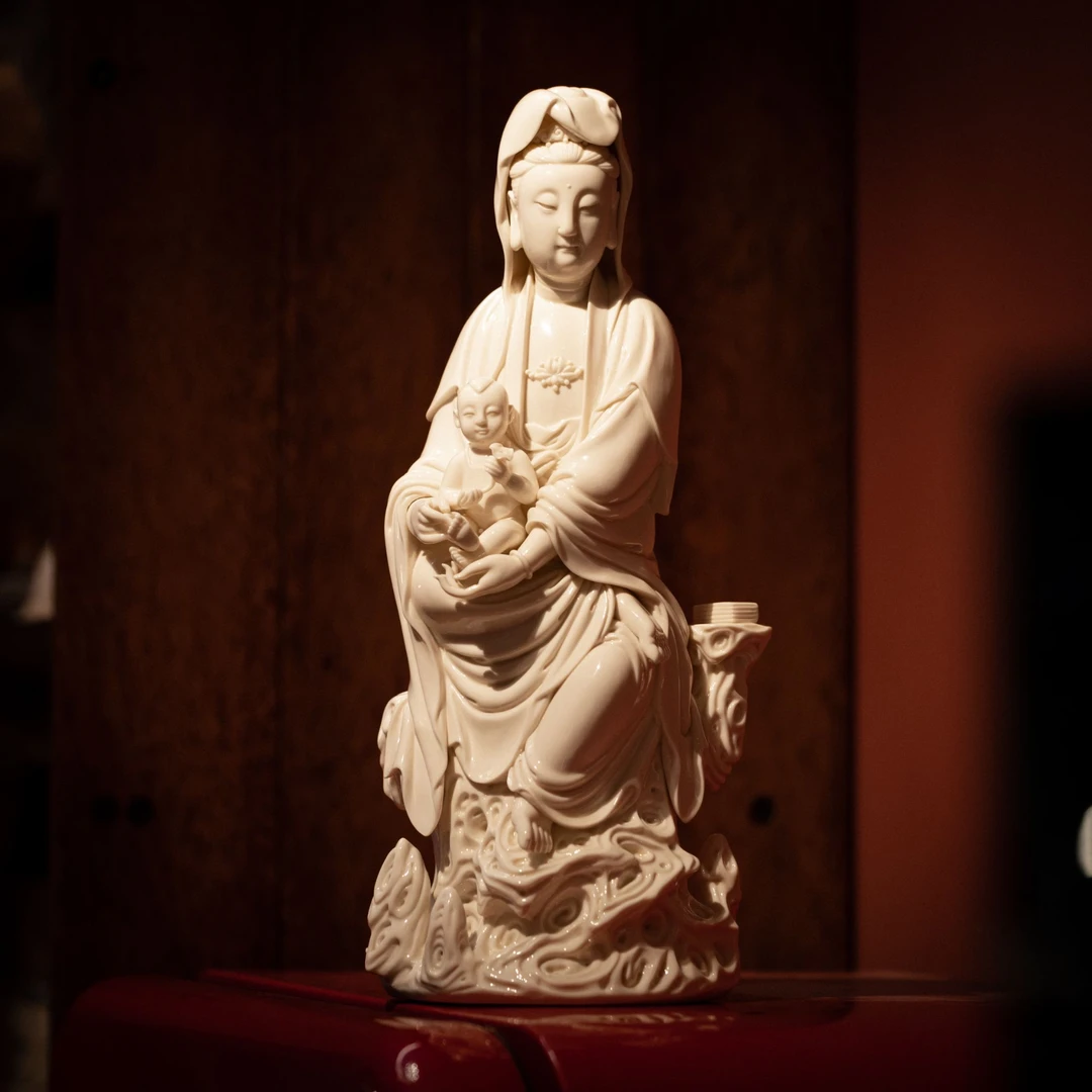 【良哥跨年专场】雲廬甄选送子观音丁财两旺德化白瓷手工摆件