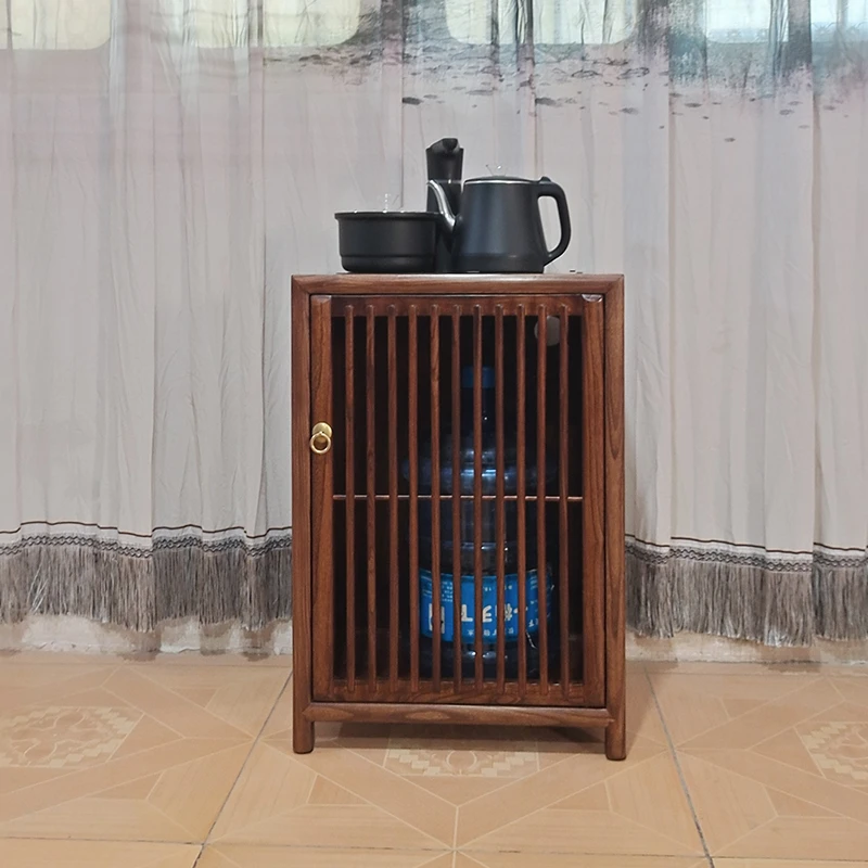 老榆木茶水柜实原木储物柜新中式木制家具置物柜可煮茶柜子餐边柜