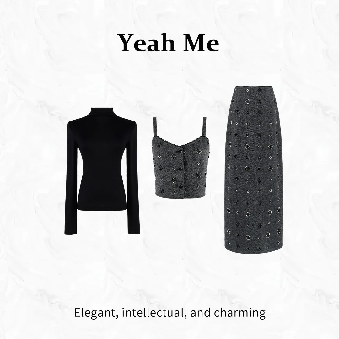 Yeah Me/也觅【步履生花】秋季新款法式高级感绣花半身裙百搭套装女