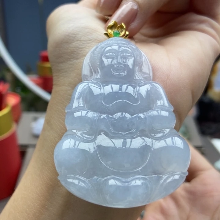 翡翠18K金镶嵌颈饰吊坠17