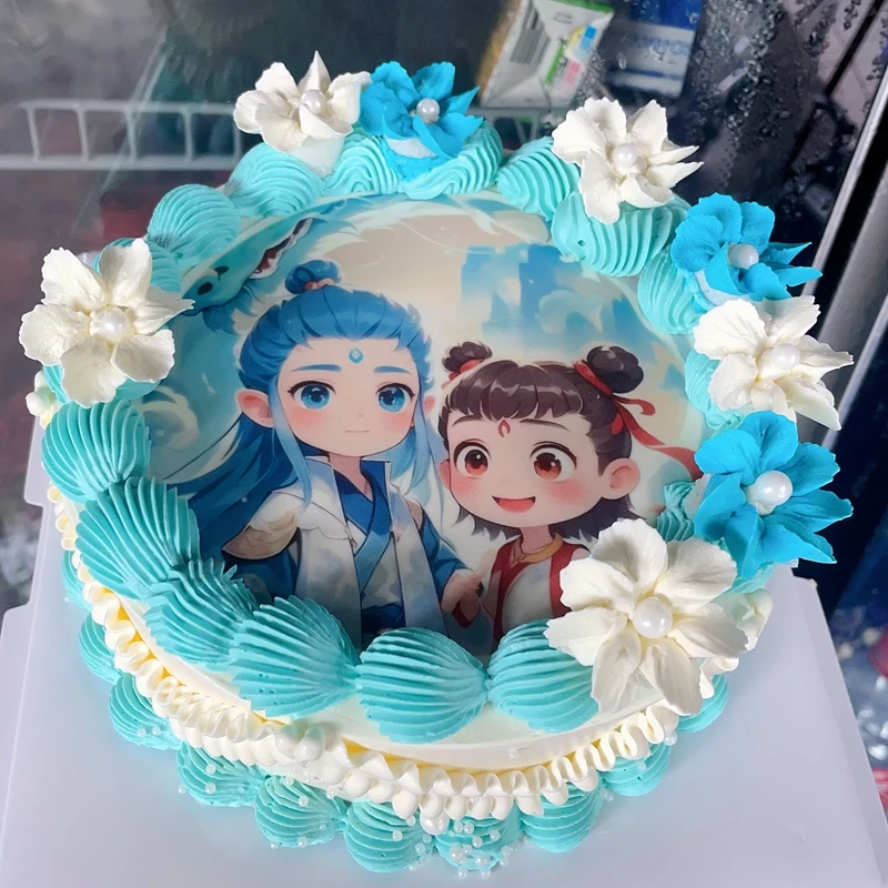 动漫主题卡通哪吒儿童周岁定制个性艺术创意生日蛋糕乳脂动物奶油