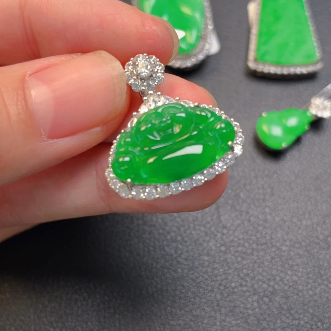 翡翠银S925镶嵌吊坠(不含链)