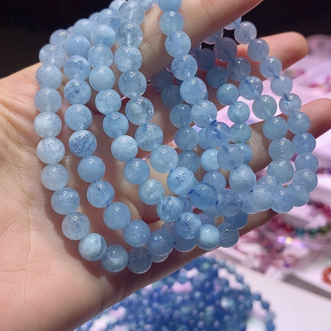 未镶嵌手链水晶7mm海蓝宝
