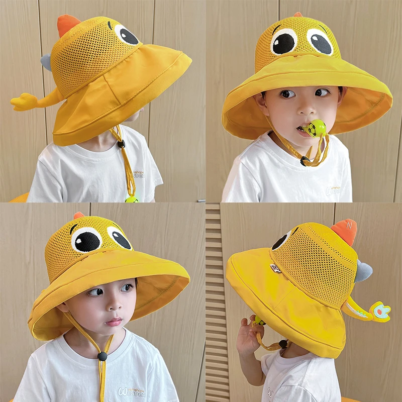 儿童帽子女童夏天透气遮阳帽男宝宝太阳帽大檐孩子网眼渔夫防晒帽