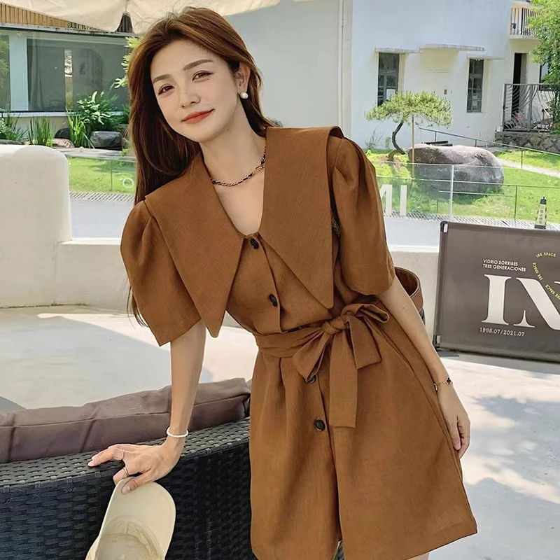 【沐紫】别致连体裤新款薄款减龄工装连衣裤轻奢气质时尚D1361