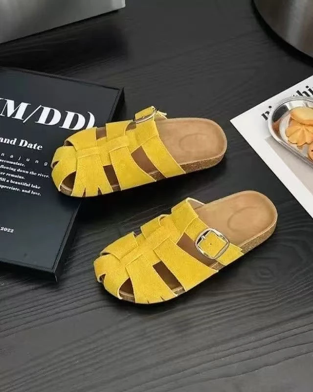 包头罗马凉拖鞋女复古编织镂空厚底外穿时尚沙滩鞋软底增白气质鞋