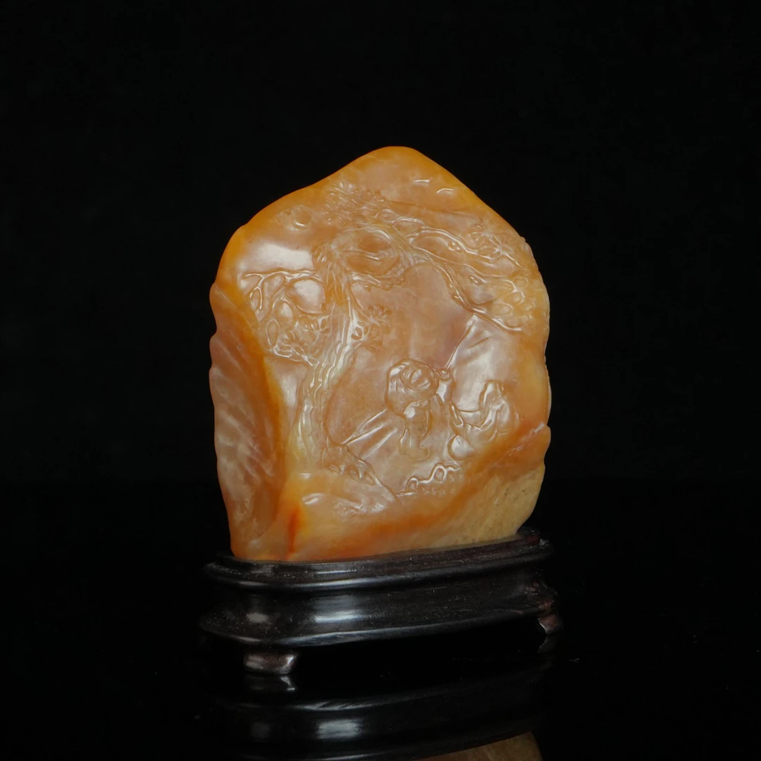 DY-C492寿山 田黄石 樵夫遇仙记摆件 51*23*65mm112.66g