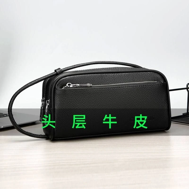 2024头层牛皮男士手包大容量钱包手机包真皮夹包多种便携方式男