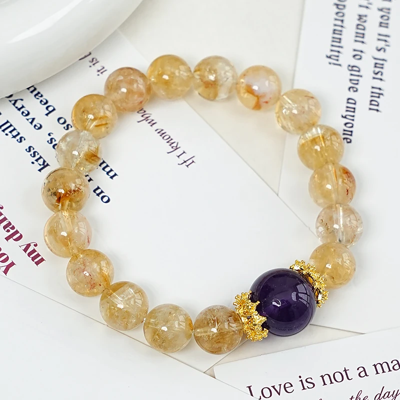 原创设计天然黄水晶紫水晶女款手链手串多样性发一-8506