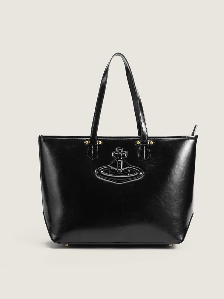 高级感轻奢小众百搭软皮休闲黑色单肩包托特包通勤时尚复古腋下包