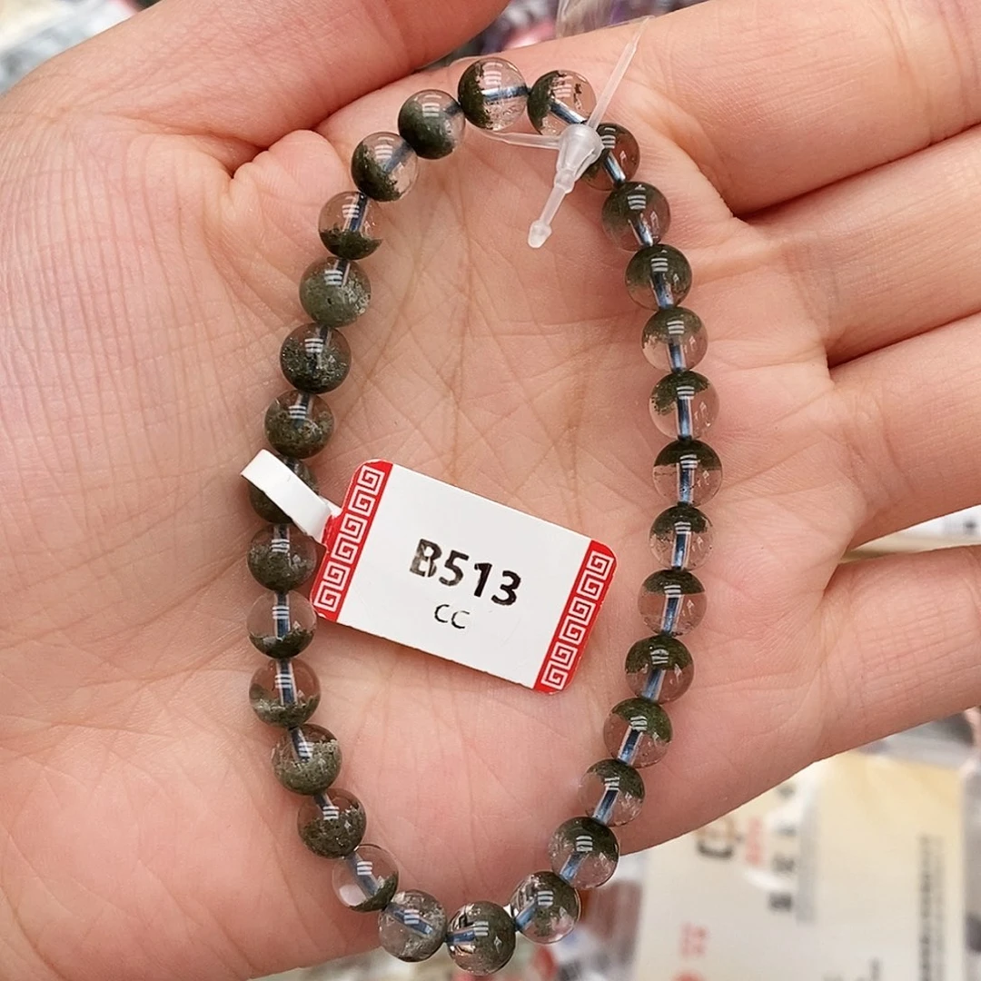 未镶嵌手链水晶B513 绿幽灵 6m+