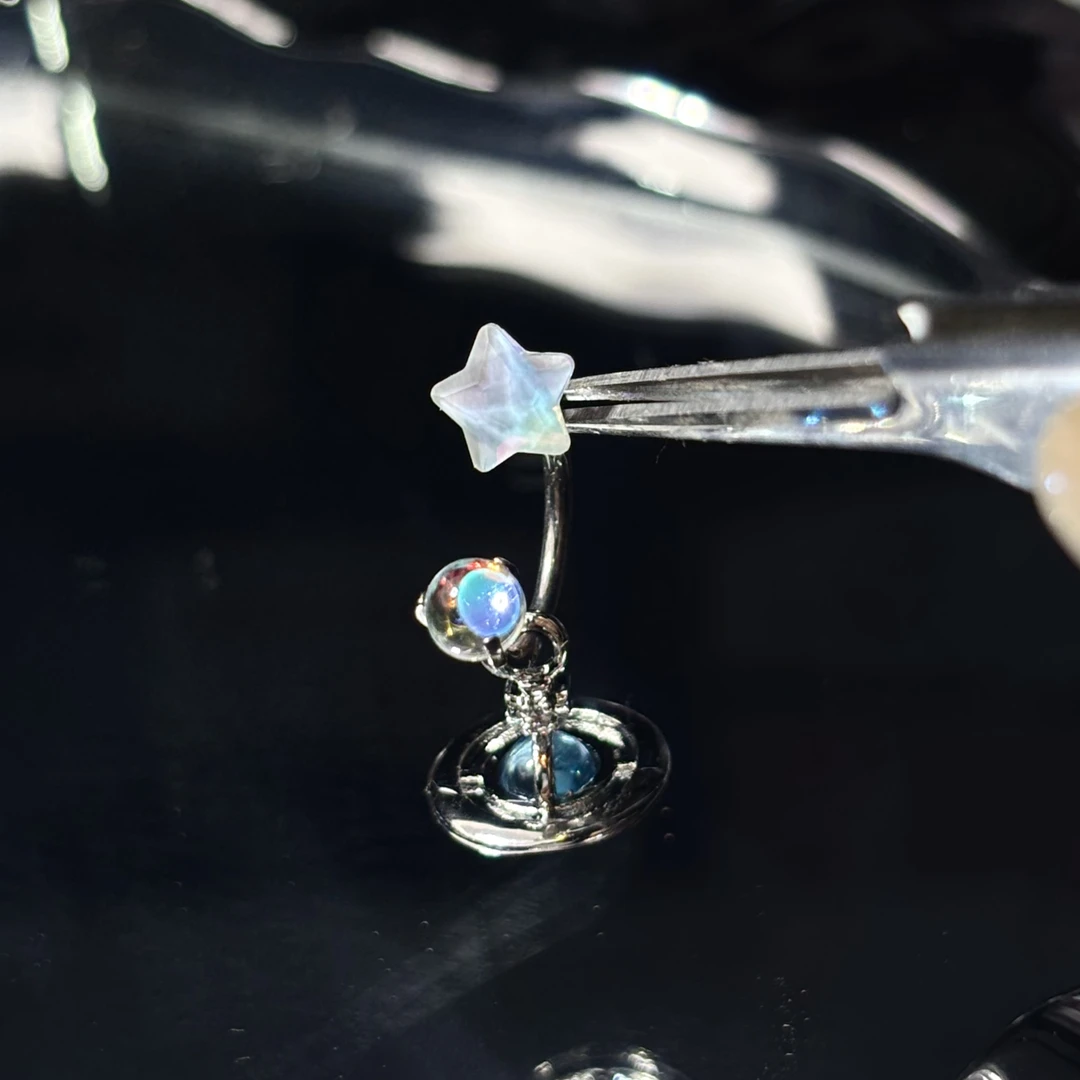 钛合金耳饰 澳宝五角星华子马蹄环单只/f136植入(下单送引导杆)