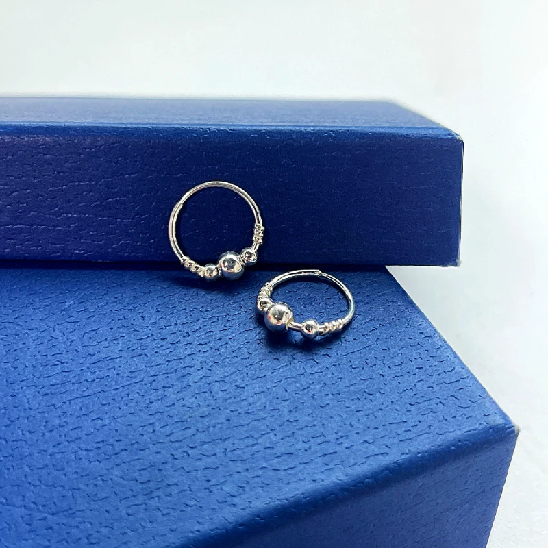 足银耳饰 纯银转运珠小耳圈轻奢简约防过敏纯银耳环百搭养耳洞990