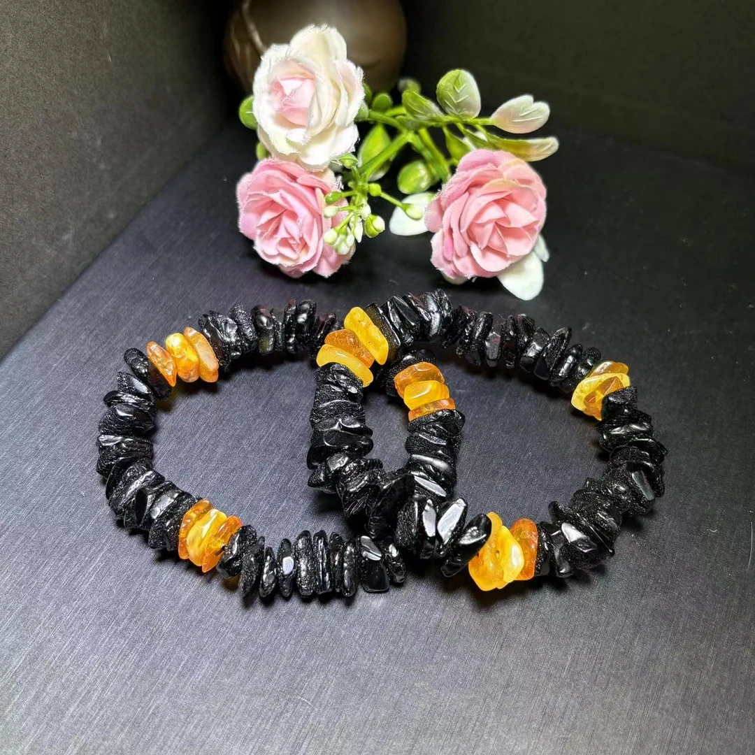 江德洋珠宝M2608-桖灵深血翳珀原石手串-多样性只发一件