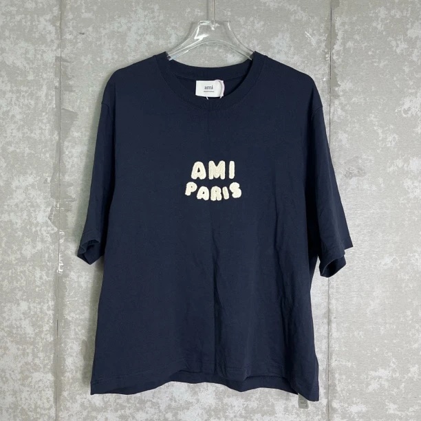 未使用 WE11 DONE 全新未使用/L*1/Ami海军蓝针织字母短袖/10415