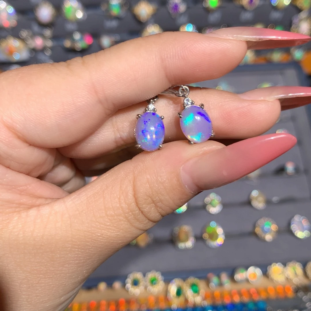 银S925镶嵌欧泊欧泊耳坠l