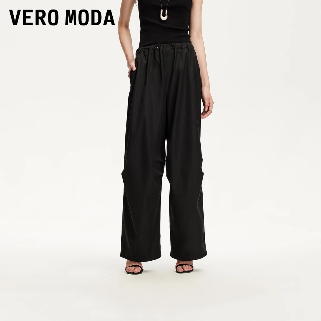 Vero Moda休闲裤2025夏日穿搭抽绳松紧腰头宽松阔腿裤3252PL028