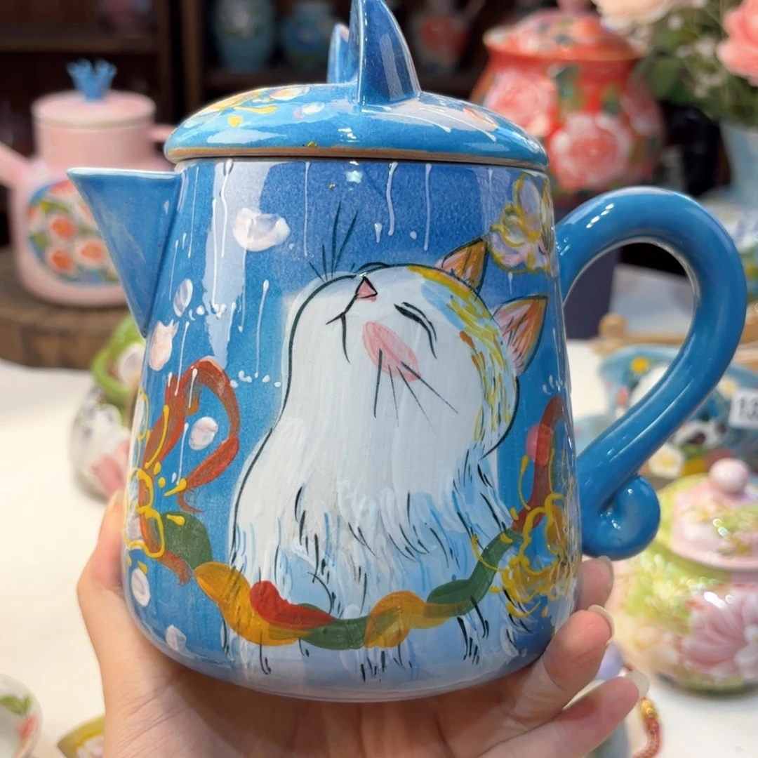 景德镇手绘高温釉下彩陶瓷茶具