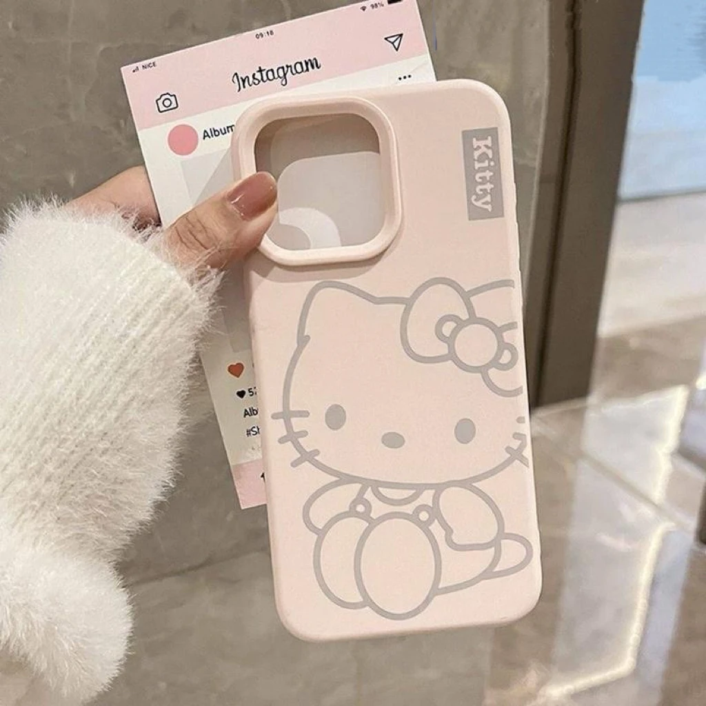 可爱乖乖小凯蒂适用苹果16Promax液态硅胶手机壳iPhone15卡通14女