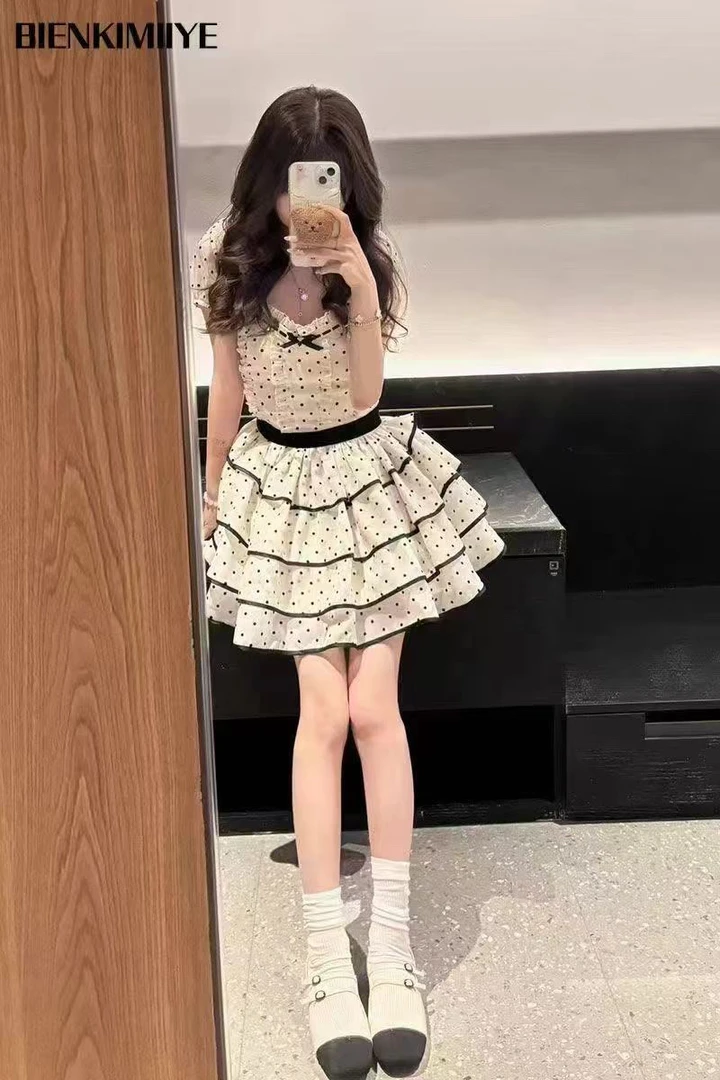 琳琳家 连衣裙2025春秋款纯欲蕾丝气质韩版设计感套装 两件套