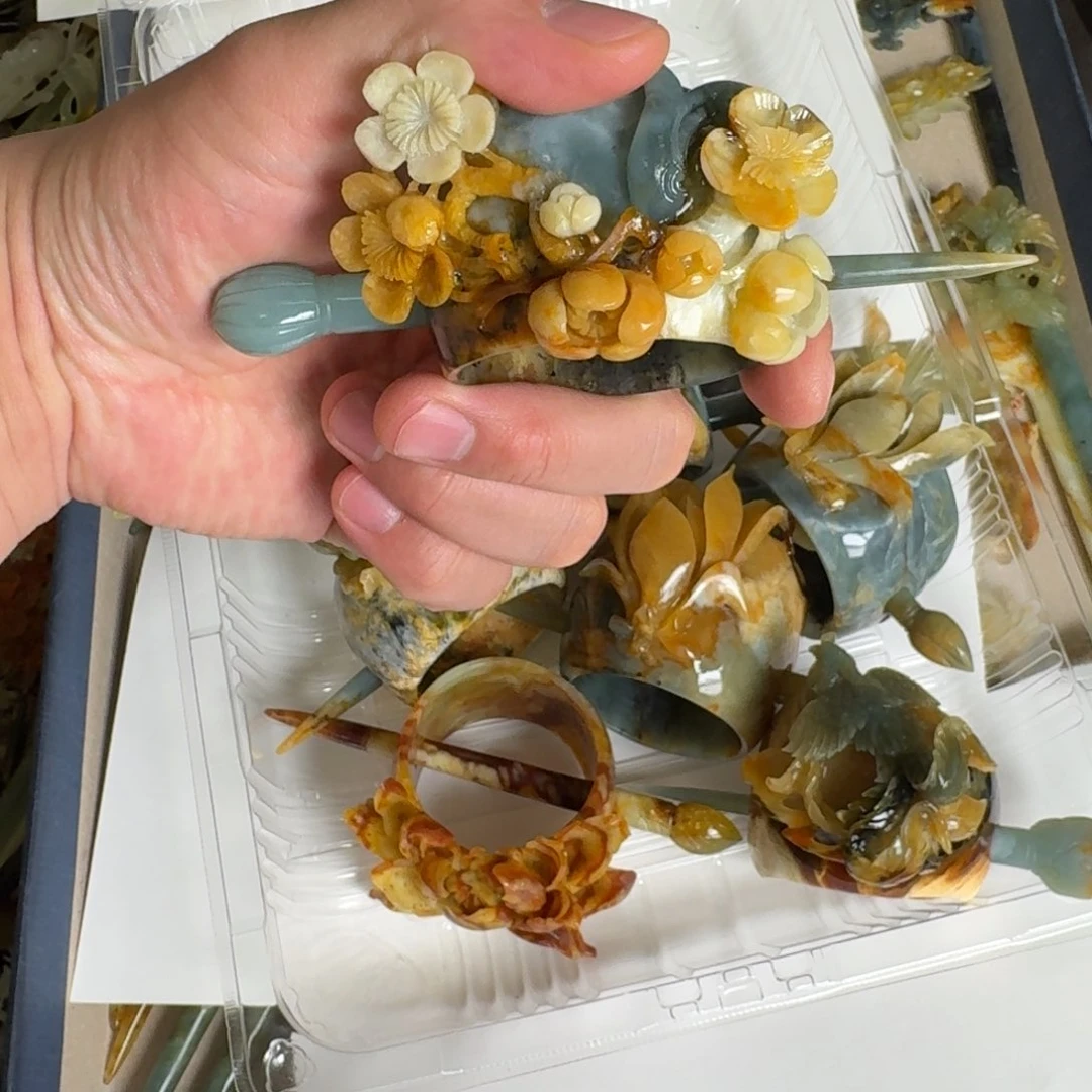 岫玉发簪未镶嵌天***3