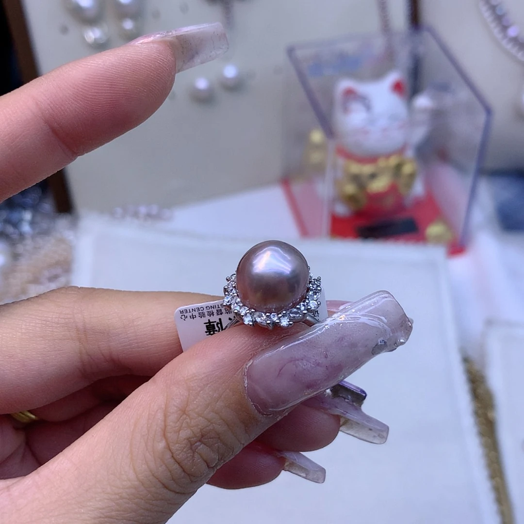 【闪购商品】淡水珍珠戒指银S925镶嵌小*肉